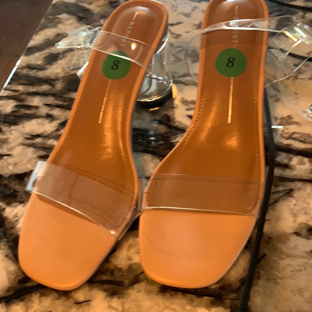 Report Marcella‎ lucite heel strappy sandals. NWT. No box. Retail65